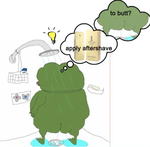 Apu in the shower having an idea